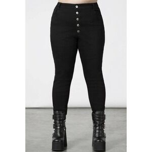 Killstar Raven Cross Black Skinny Jeans Alternative Goth High Waist 4XL